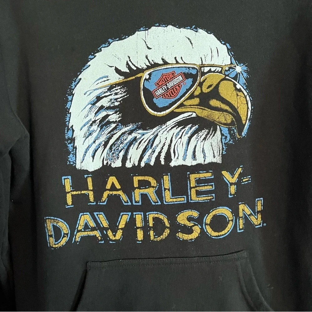 Harley Davidson Women’s Retro Eagle Hoodie in Black size Small - Picture 2 of 13